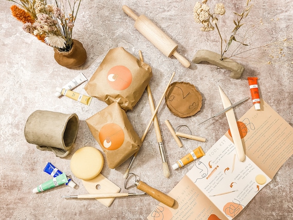Air Drying Clay Sculpting Kit: Pottery for Two, DIY Craft Gift