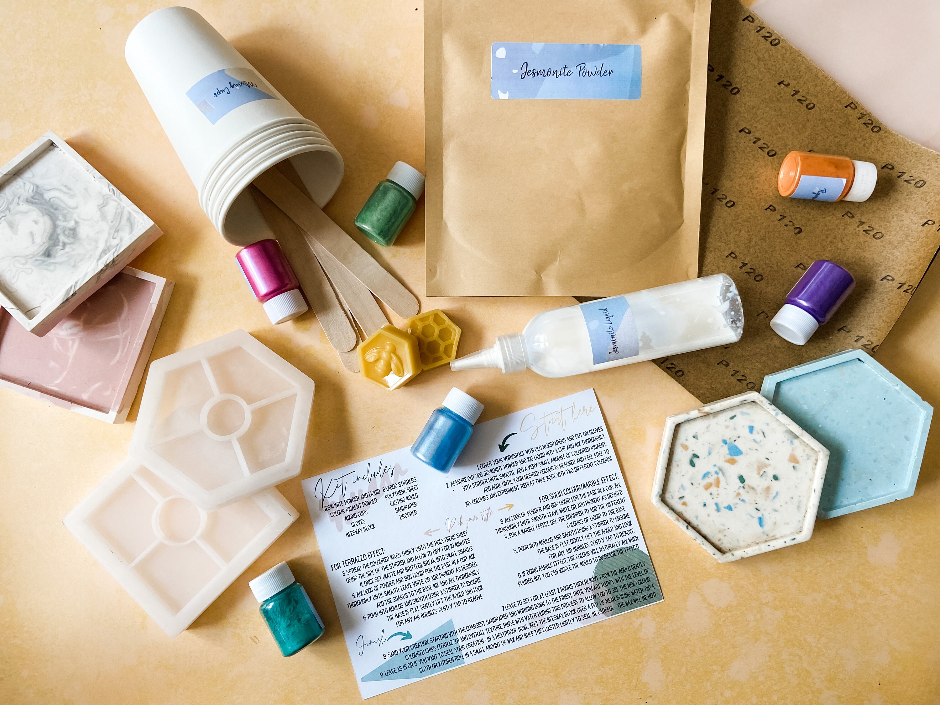 Make Your Own Jesmonite Coaster Kit Resin Casting Terrazzo Etsy UK