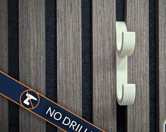 Double Acoustic Panel Hook | No-Drill Slat Wall Coat & Headphone Hanger | Multiple Colours