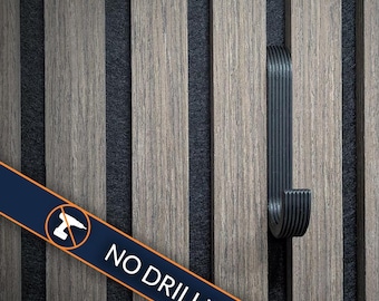 Acoustic Panel Hook | Black or White No-Drill Slat Wall Hook | Single or Double