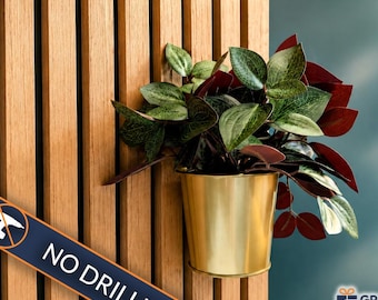 Acoustic Panel Plant Pot Holder | No-Drill Slat Wall Planter | Pot Included
