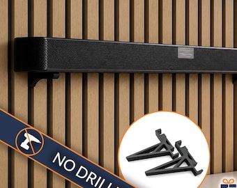 Acoustic Panel Soundbar Brackets – No-Drill Easy Mount, Screw-Free Slat Wall installation