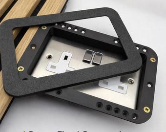 Acoustic Panel Socket Surround – Screw-Fix Surround & Snap-On Faceplate Single / Double Gang - Black / White