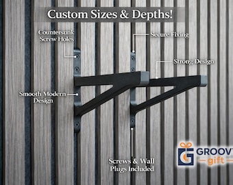 Premium Acoustic Panel Shelf Brackets | Pair | Strong 10kg Design | Includes Screws & Wall Plugs | Custom Sizes | Slat Wall Shelf Support