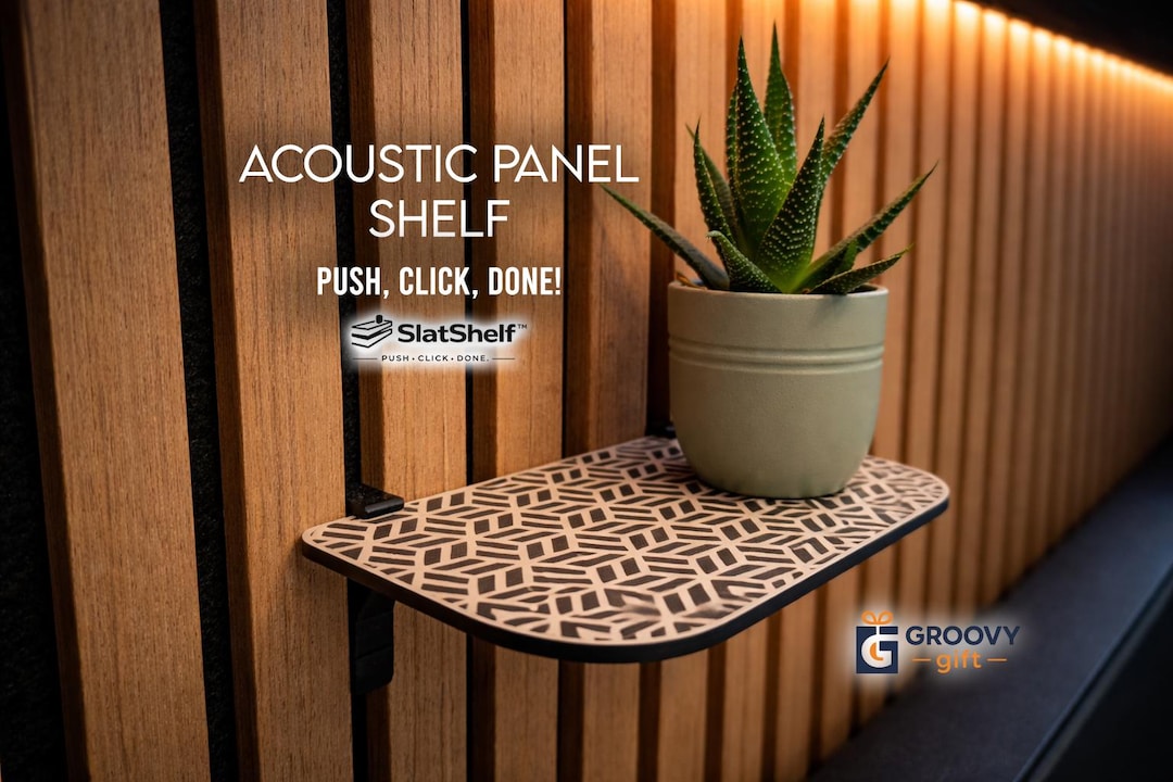 Panel Shelf System Acoustic Panel Shelf No Drill | Slat Wall Shelf | Push Fit Shelf System ...