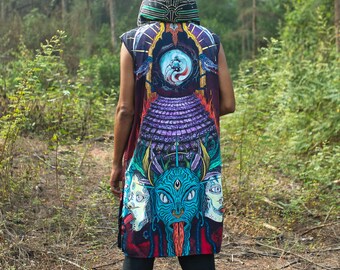 A dystopian- Hooded Cloak, long jacket ,coat with hood, gift for him Unique Hooded Cloak - Boho Style, Festival Ready