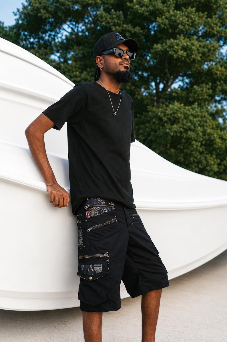 Future Nomad Antaryami Ripstop Cargo Shorts: Psytrance Festival Rave Pants image 1