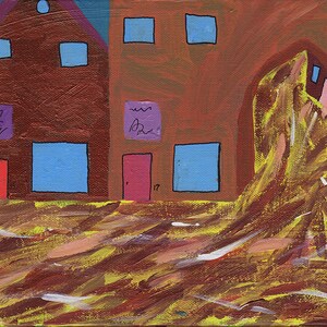 Original abstract painting, The Village
