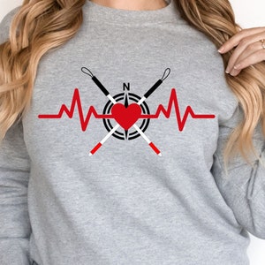 COMS O&M Love Pulse Heartbeat White Cane, Orientation and Mobility Sweatshirt, Gift for COMS, Visually Impaired Person, Blind Traveller