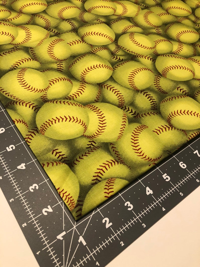 Softball Sports Ball Novelty Cotton Fabric QTR 1/4 Yard for Etsy