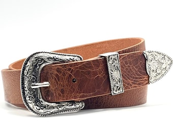 Western Leather Belt 1 1/2" | Tapered Ranger Belt | Cowboy Rodeo Mens leather belt | Genuine Leather Belt for men and women