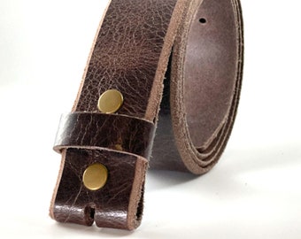 Cinturón de cuero sin hebilla / Cinturón para su hebilla / Cuero marrón sin cinturón de hebilla / Cinturón de cuero de búfalo para hombre / cinturón de cuero a presión