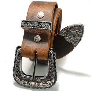 Mens Western Cowboy Belt 1.5” – Heavy Duty Buffalo Leather Ranger Belt – Premium Buckle – USA Made