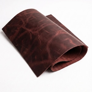 Water Buffalo Leather Sheet 8–10 oz – Full Grain Thick Leather Panels for Leathercraft & DIY – USA Made Crazy Horse BloodRed