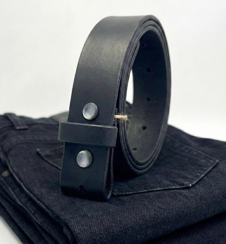 Vintage Buffalo Leather Belt 1.5" – Multiple Colors – Western Style – USA Made Black