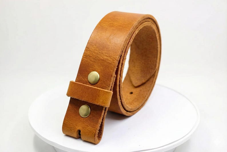 Vintage Buffalo Leather Belt 1.5" – Multiple Colors – Western Style – USA Made Golden Brown