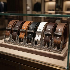 Western Leather Belt 1" (25mm) | Tapered Ranger Belt | Cowboy Rodeo Mens leather belt | Genuine Leather Belt for men and women image 17