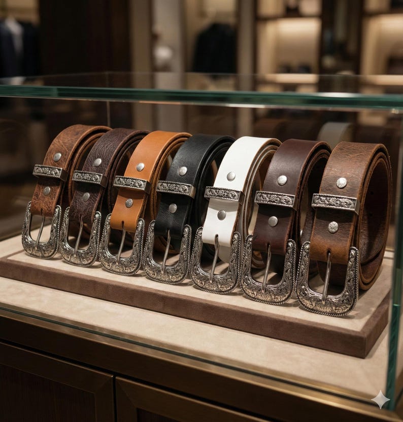 Western Leather Belt 1" (25mm) | Tapered Ranger Belt | Cowboy Rodeo Mens leather belt | Genuine Leather Belt for men and women image 17