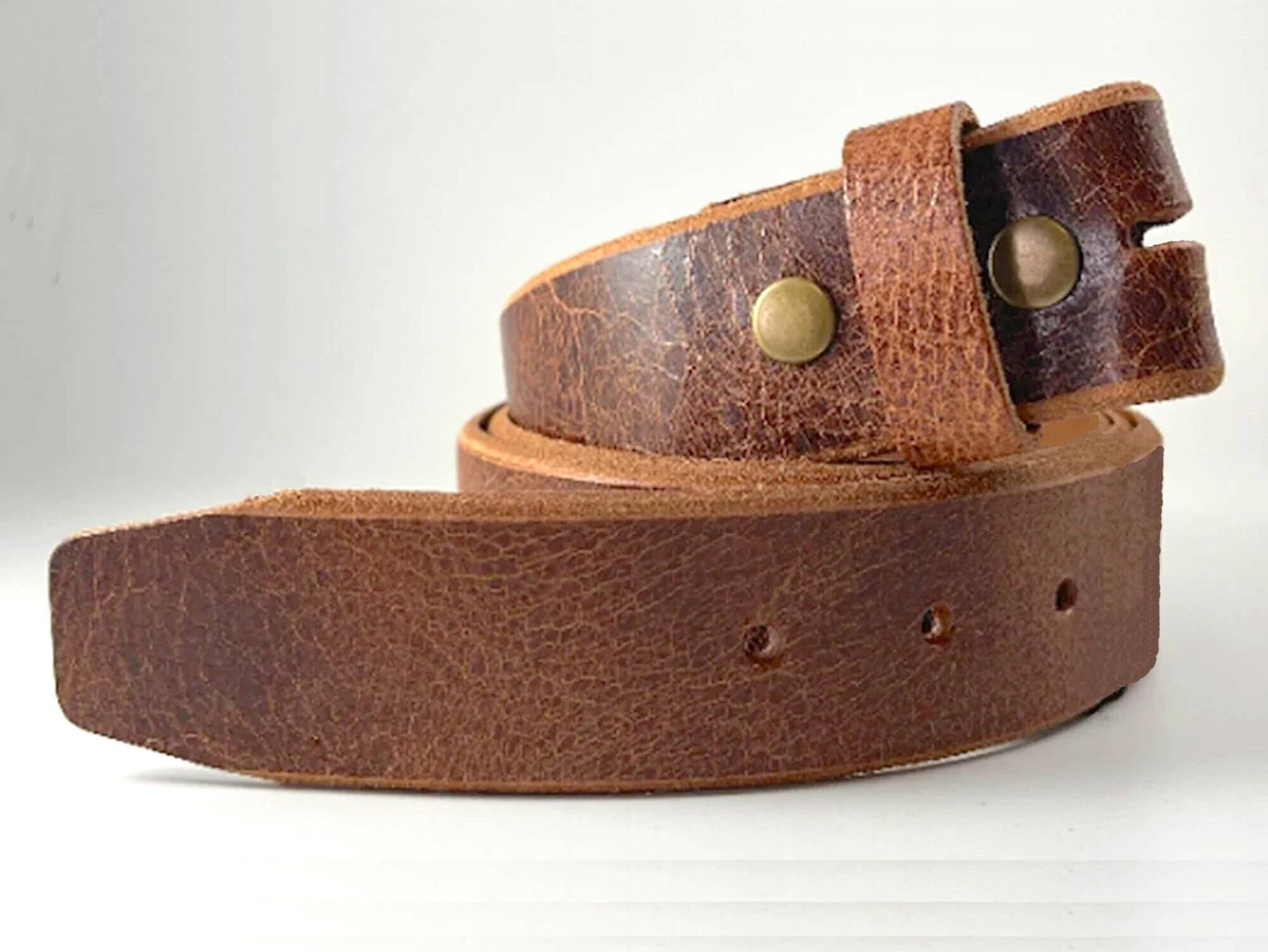 Honey Patina Vachetta Leather Button Snaps Belt Strap for