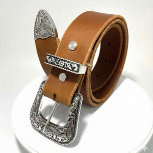 Western Leather Belt 1" (25mm) | Tapered Ranger Belt | Cowboy Rodeo Mens leather belt | Genuine Leather Belt for men and women Golden Brown