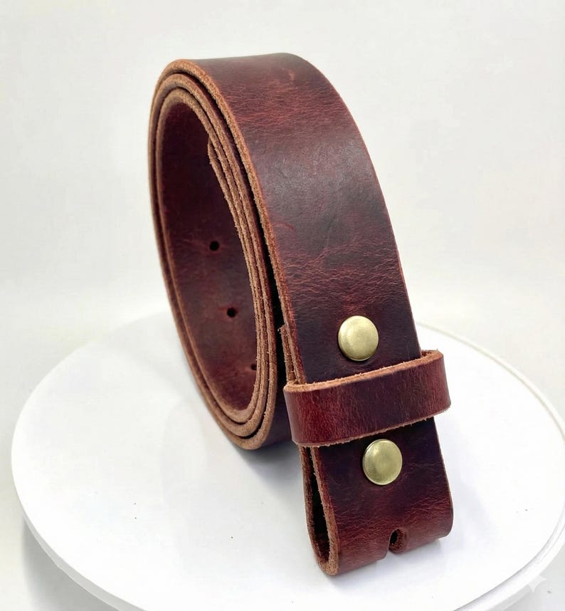 Vintage Buffalo Leather Belt 1.5" – Multiple Colors – Western Style – USA Made Crazy Horse Red