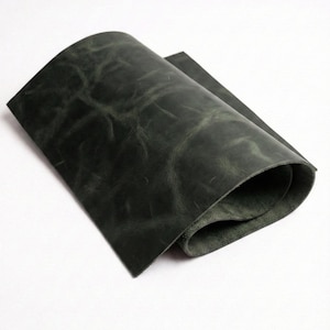 Water Buffalo Leather Sheet 8–10 oz – Full Grain Thick Leather Panels for Leathercraft & DIY – USA Made Crazy Horse Green