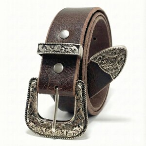 Western Leather Belt 1" (25mm) | Tapered Ranger Belt | Cowboy Rodeo Mens leather belt | Genuine Leather Belt for men and women Antique Chocolate