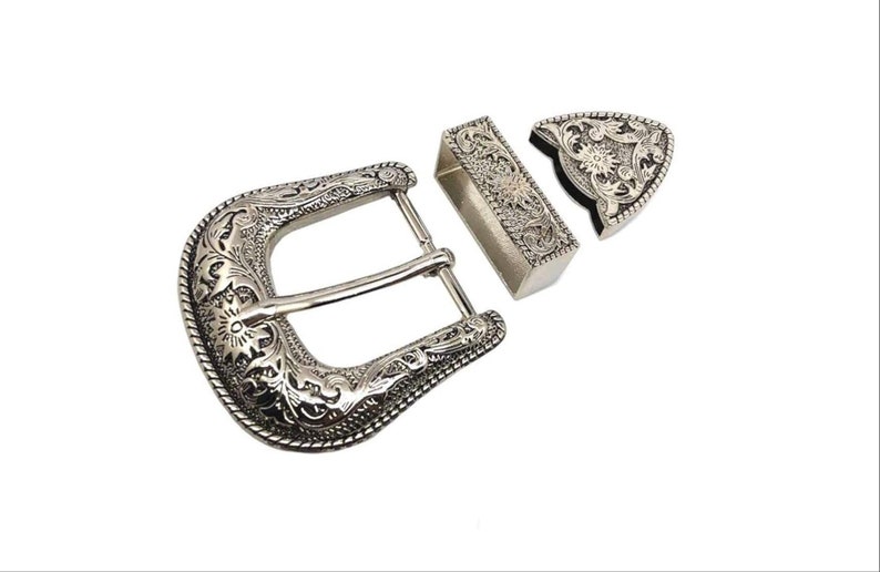 Western Cowboy Buckle 38MM Antique Silver & Nickel Belt Buckle Set 1.1/2’’ Wide Men’s Buckle