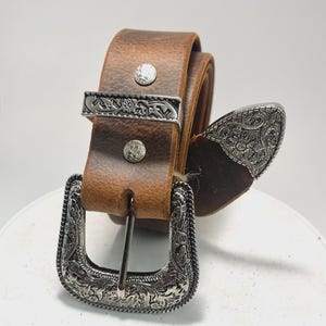 Western Leather Belt 1" (25mm) | Tapered Ranger Belt | Cowboy Rodeo Mens leather belt | Genuine Leather Belt for men and women Crazy Horse