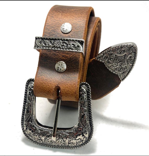 Western Belt Premium Metal Hardware - Cowboy Belt 1.5 display picture 1