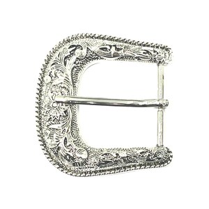 Western belt buckle Antique Nickel finish Floral engrave Fits belts up to 1 1/2" (38 mm) Heavy solid