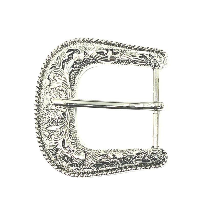 Western belt buckle Antique Nickel finish Floral engrave Fits belts up to 1 1/2" (38 mm) Heavy solid