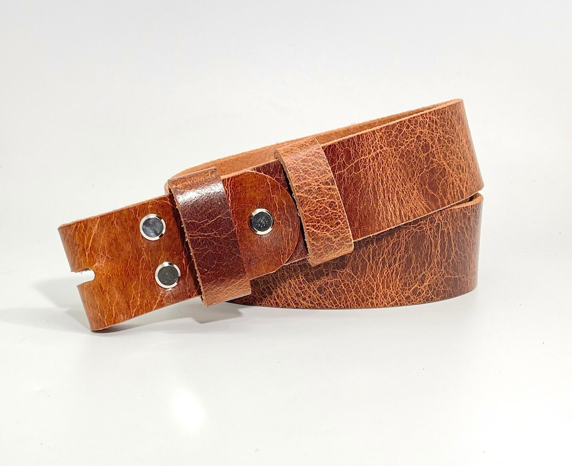 Heavy Duty Leather Belt Without Buckle With Length Variation Handmade