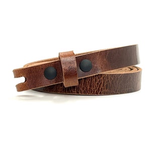 Narrow Womens Leather Belt 3/4 ( 19mm), Handmade  Leather Belt without buckle, Crazy Horse leather, Buckleless leather belt
