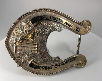 Vintage Belt Buckle 1992 USCTA AREA VII Silver Plate