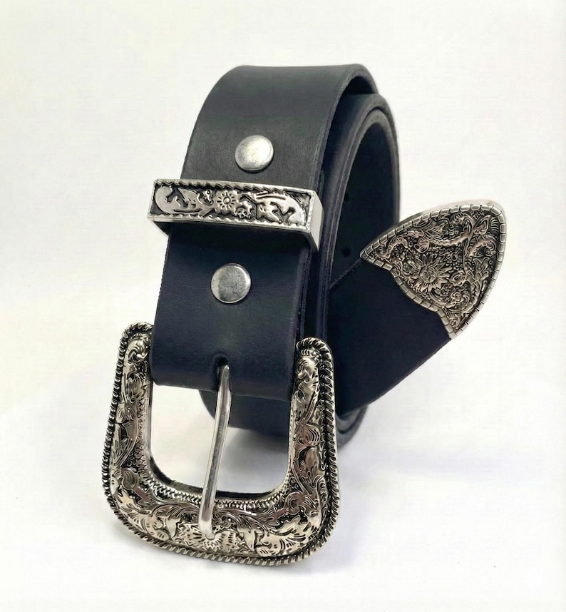 Western Leather Belt 1" (25mm) | Tapered Ranger Belt | Cowboy Rodeo Mens leather belt | Genuine Leather Belt for men and women image 5