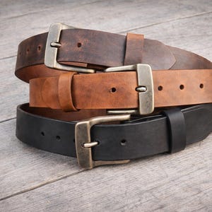 Handmade Leather Belt for men, Crazy Horse leather | Water buffalo Belt, Handcrafted Genuine leather Men's Belt | Premium brown leather belt