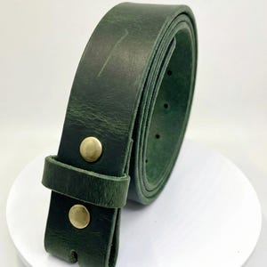 Vintage Buffalo Leather Belt 1.5" – Multiple Colors – Western Style – USA Made Crazy Horse Green