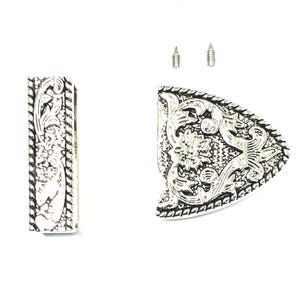 Western belt buckle Antique Nickel finish Floral engrave Fits belts up to 1 1/2" (38 mm) Heavy solid
