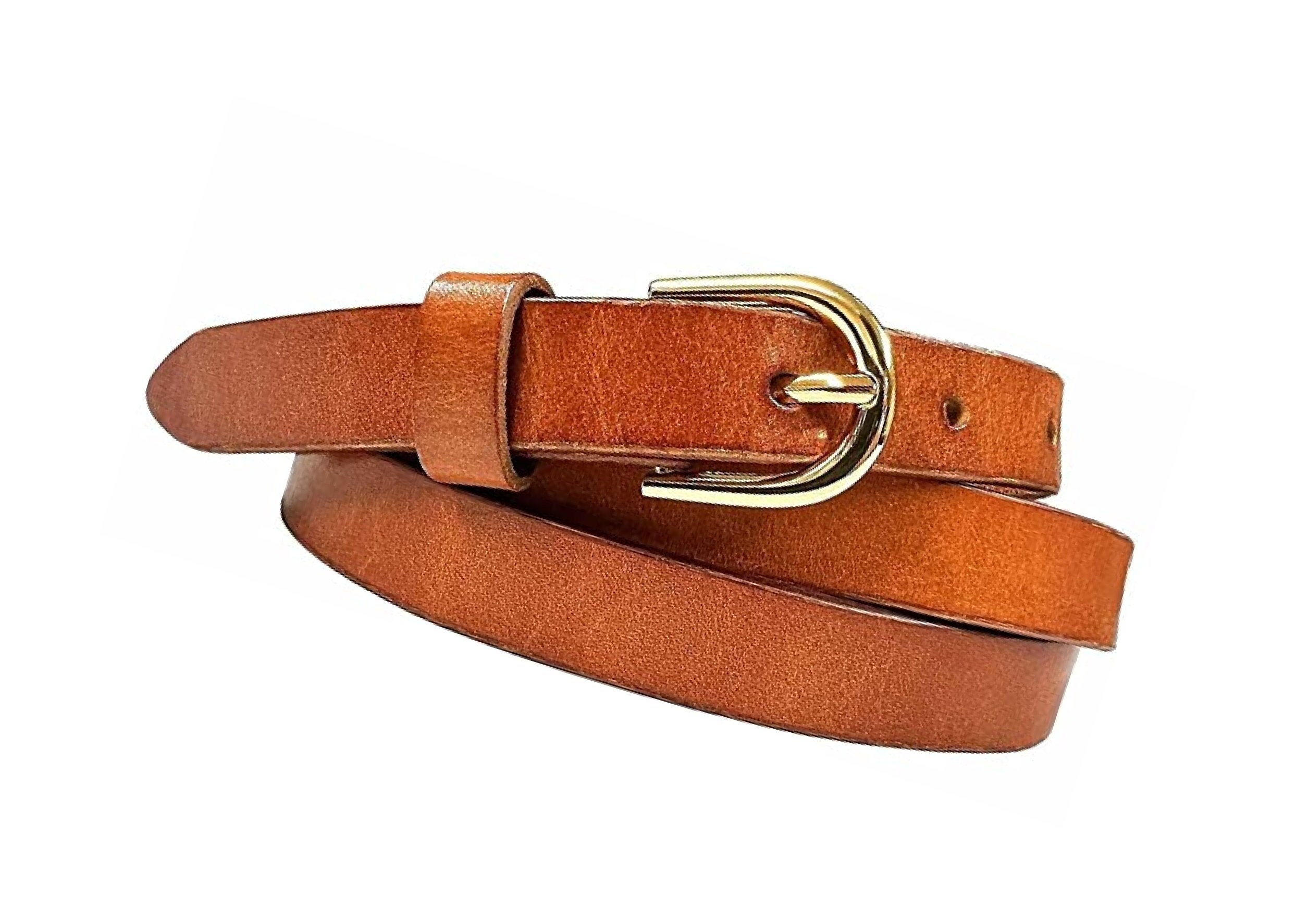 Skinny Leather 3/4” Full Grain leather Belt Hand-made Womens, teen gir – M  & W Leather