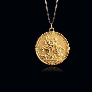 MINI St George Pendant 2 (23 mm) - Solid Gold St George Necklace, Saint Jewelry, Symbol Of Protection And Courage – Made In USA
