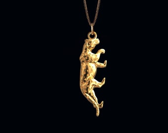 Gold Panther Pendant - 14k Solid Gold Panther Necklace