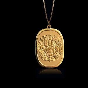 Gold Aztec Pendant 6 - 14k Solid Gold Aztec Necklace