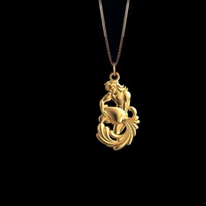 MINI Aquarius Pendant 2 (25 mm) - Solid Gold Aquarius Necklace, Zodiac Jewelry, Symbol Of Innovation And Independence – Made In USA