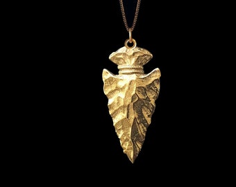 Gold Arrowhead Pendant - 14k Solid Gold Arrowhead Necklace, Arrowhead Jewelry