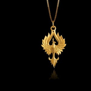MINI Phoenix Pendant 3 (28.5 mm) - Solid Gold Phoenix Necklace, Mythical Bird Jewelry, Symbol Of Strength And Rebirth – Made In USA