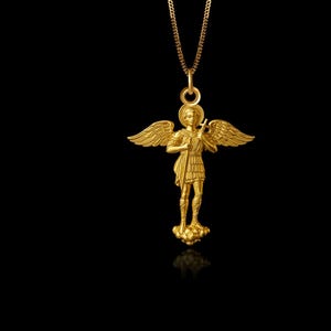 MINI Archangel Pendant (30.5 mm) - Solid Gold Archangel Necklace, Angelic Jewelry, Symbol Of Protection & Strength – Made In USA
