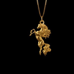 MINI Horse Pendant (27.5 mm) - Solid Gold Horse Necklace, Equestrian Pendant, Horse Head Jewelry For Men and Women – Made In USA