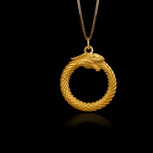 MINI Ouroboros Pendant (23 mm) - Solid Gold Snake Necklace, Ouroboros Jewelry, Symbol Of Eternity And Renewal – Made In USA