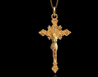 Gold Benedict Cross Pendant - St Benedict Cross Necklace | Made In USA